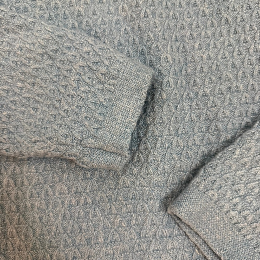 J. Jill Sweater M Light Blue Mixed Knit Textured Side Button Fall Winter - Picture 10 of 11